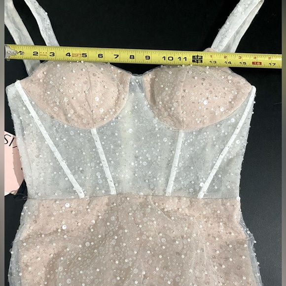 Kiss Prom NWT Wedding Collection Bustier Corset Sequins Beaded Gown Sheer - Picture 12 of 16